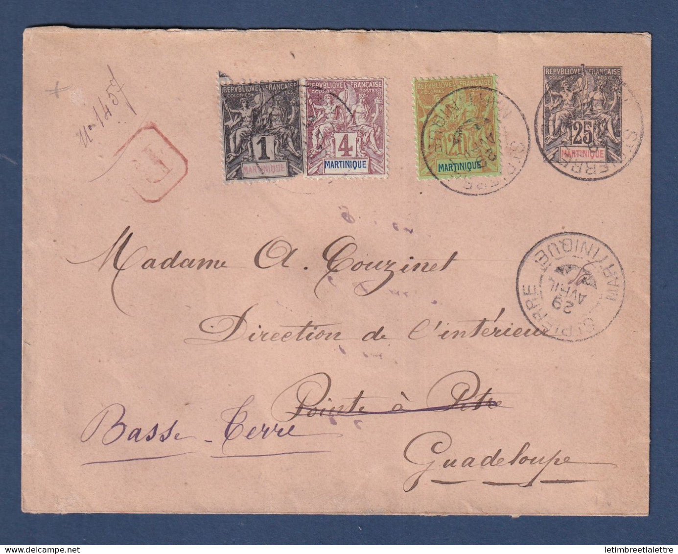 Martinique - Entier postal en Recommandé de Saint Pierre ( Martinique ) - 1895
