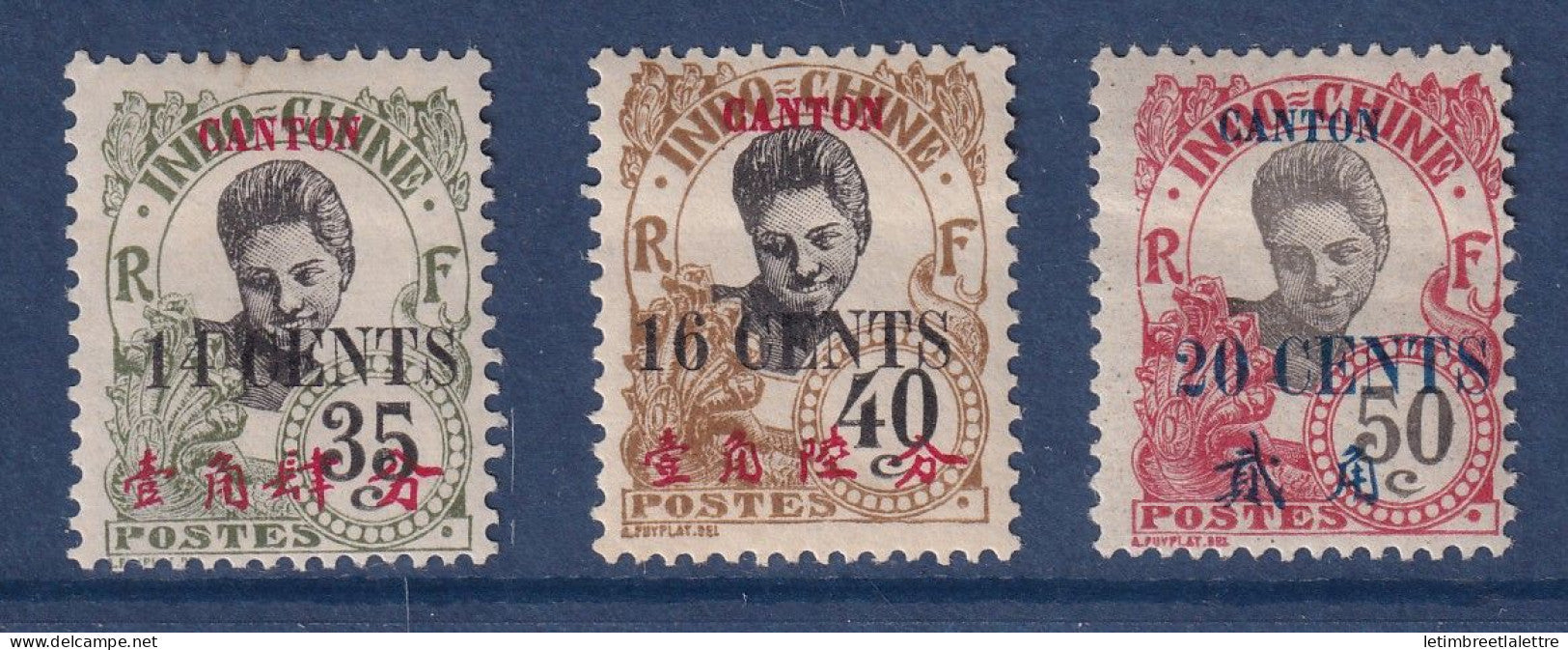 Canton - YT n° 76 à 78 * - Neuf avec charnière - 1919