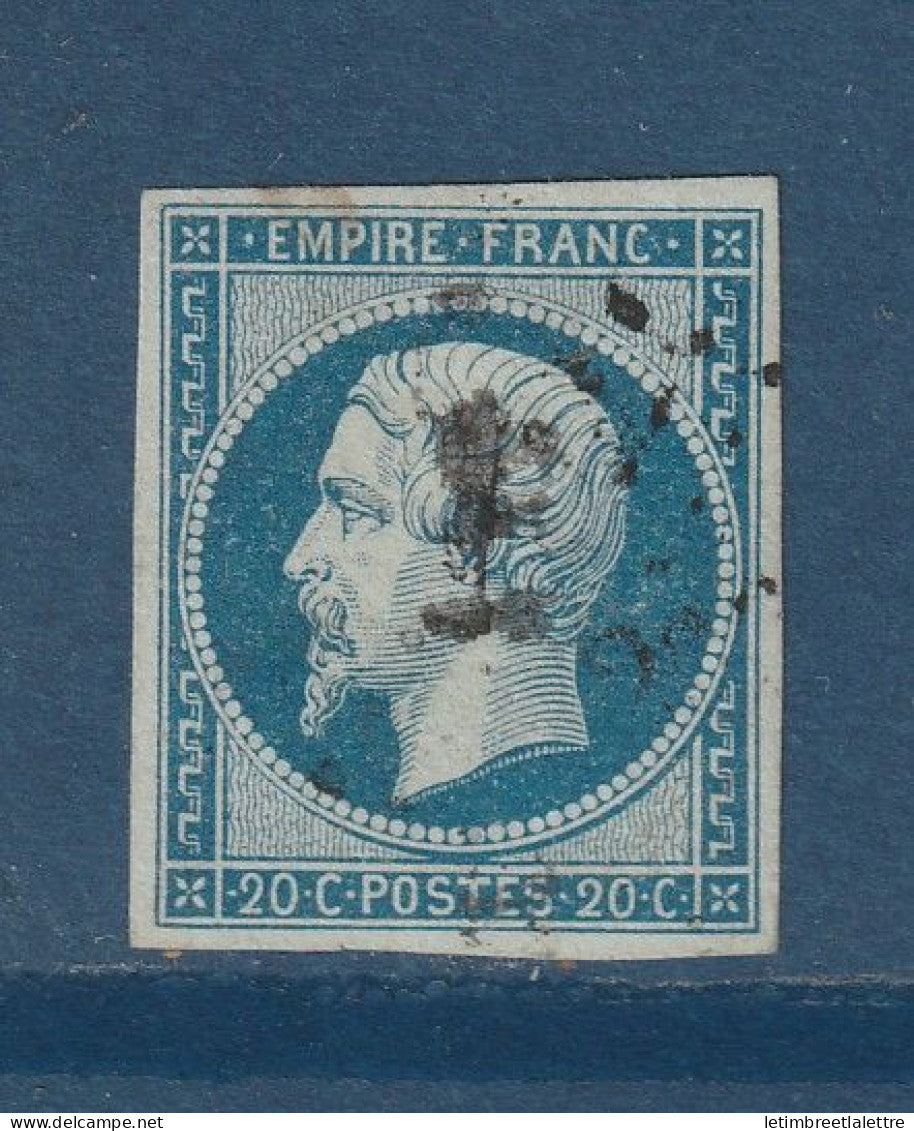 France - YT n° 14 A d - Bleu foncé sur Vert - oblitéré - 1853