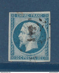 France - YT n° 14 A d - Bleu foncé sur Vert - oblitéré - 1853