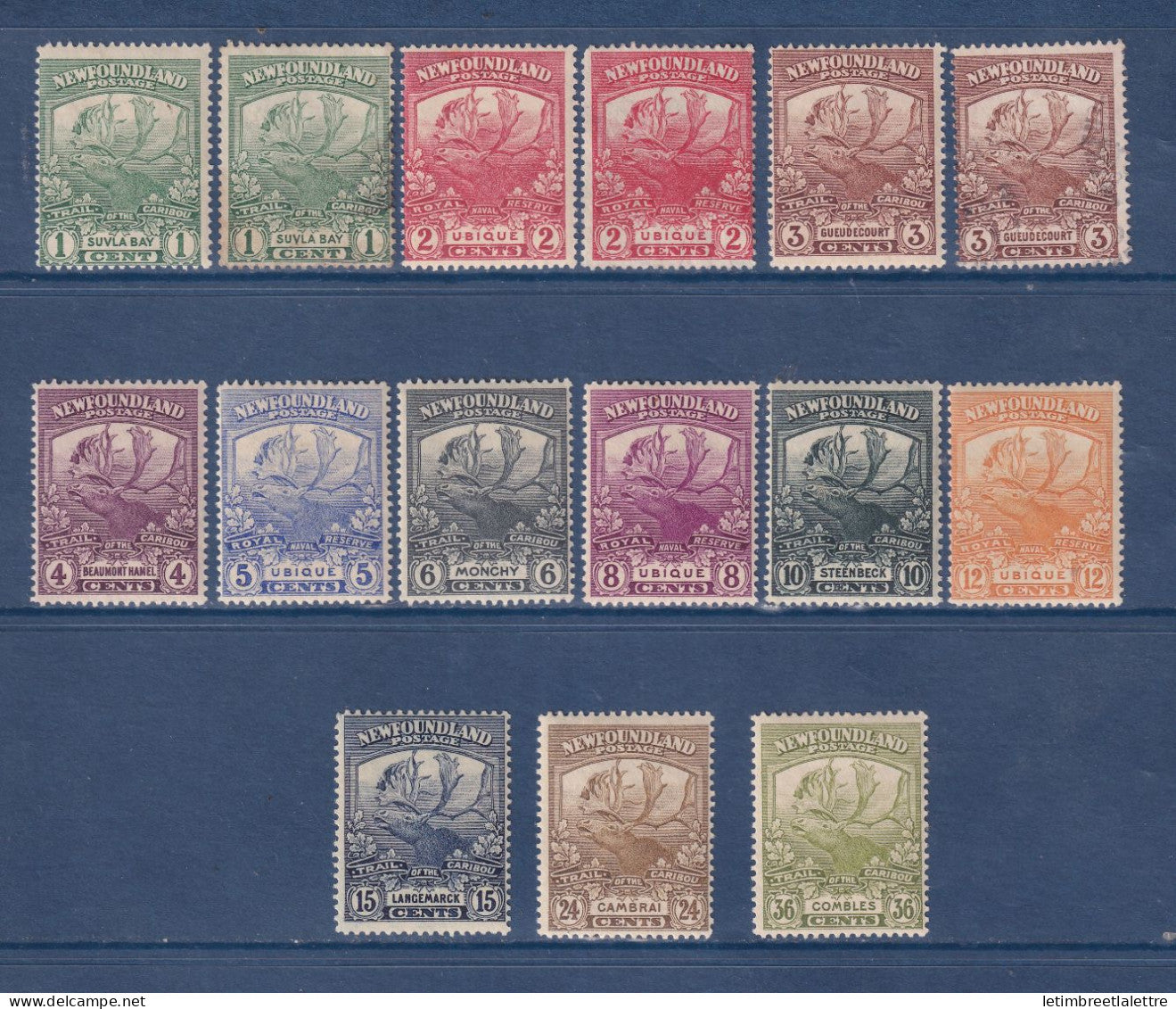 Terre Neuve - YT n° 100 à 111 * - neuf avec charnière et quelques doublons - 1919