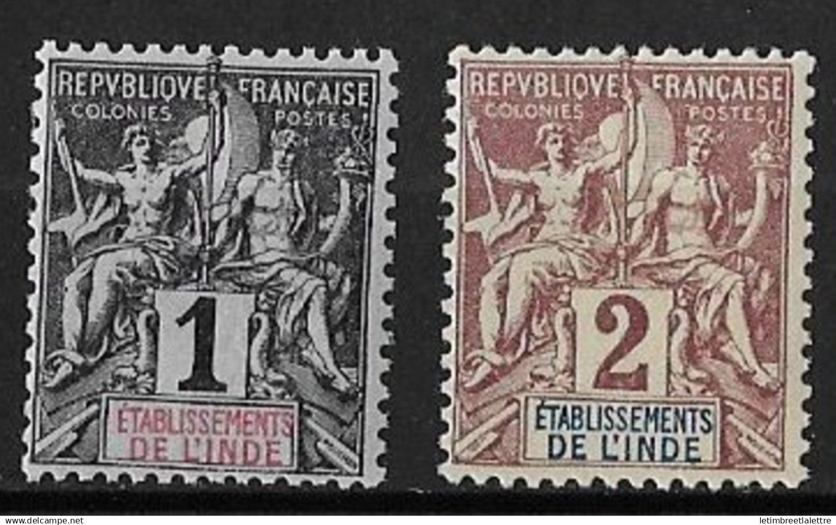 Inde - YT n° 1 et 2 ** - neuf sans charnière - 1892