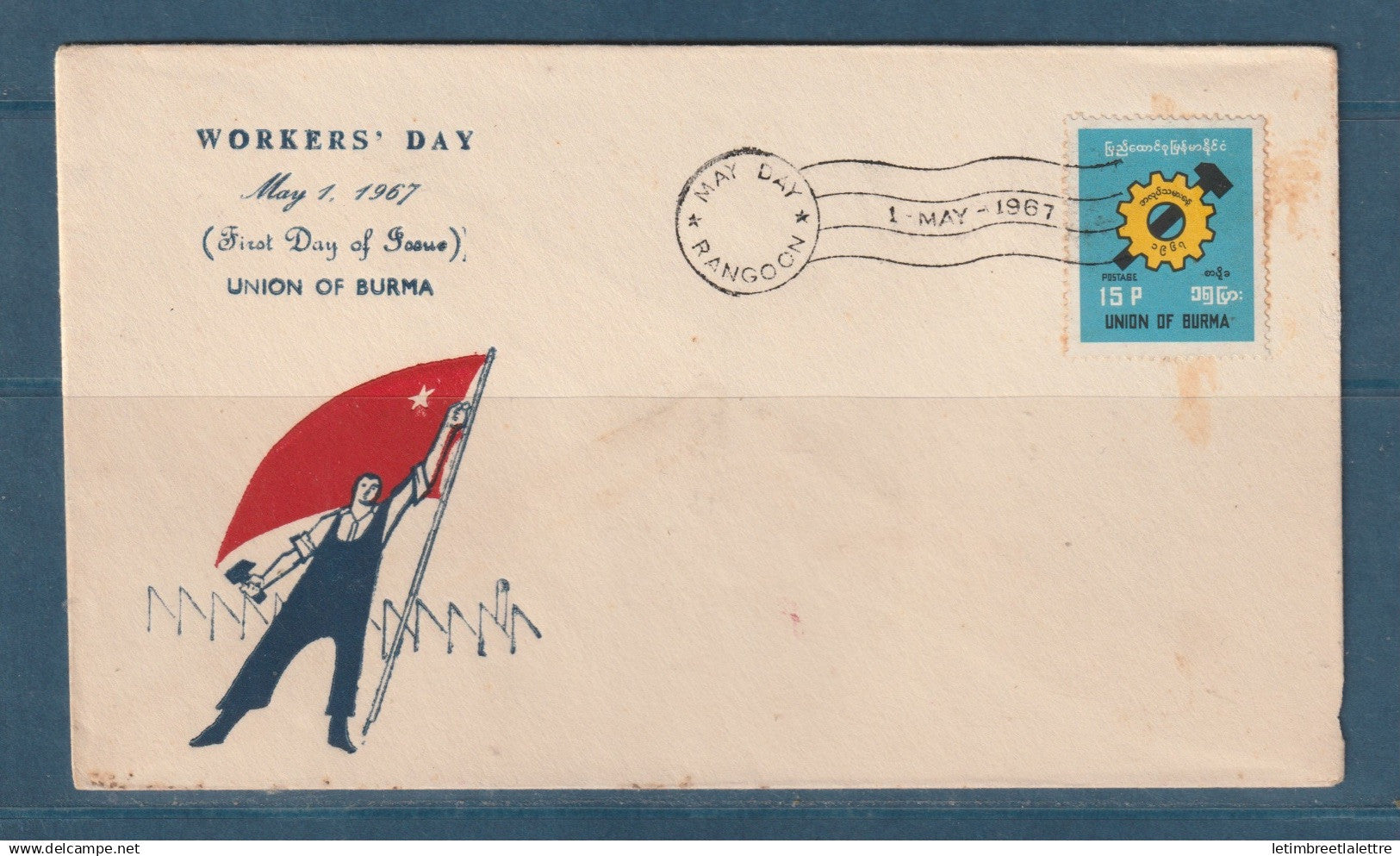 Myanmar - Birmanie - Burma - YT n° 108 - FDC premier jour - premier Mai - May Day - journée du travail - 1967