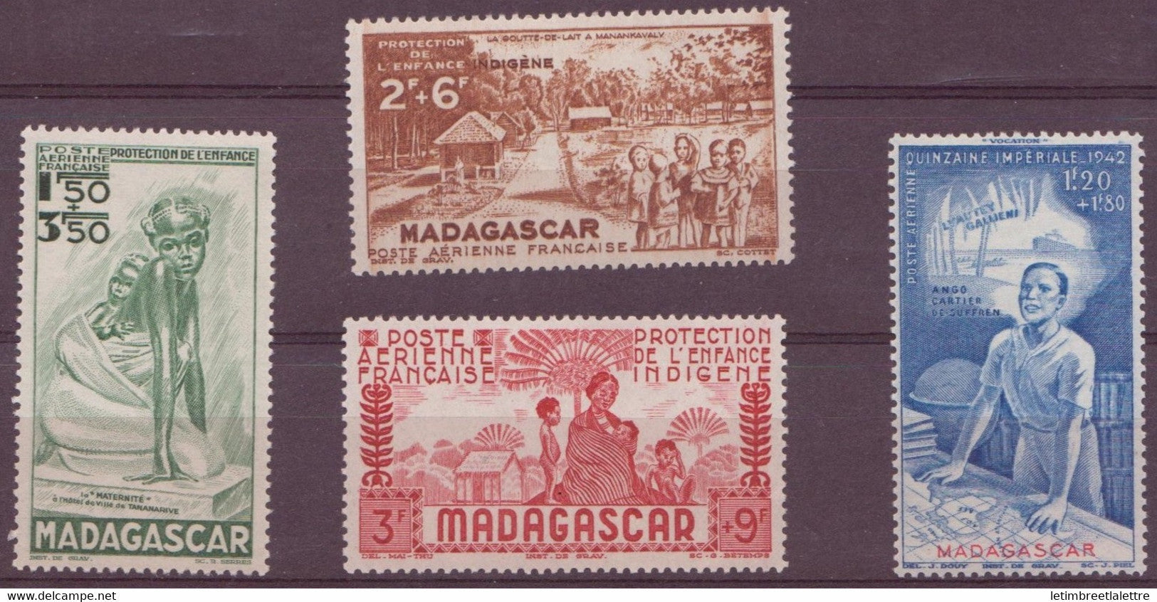 Madagascar - Poste Aérienne - YT n° 41 à 44 ** - Neuf sans charnière - 1942