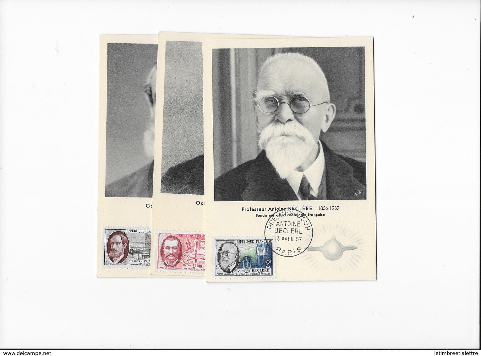 Carte maximum les 3 cartes personnages celebres 13 avril 1957