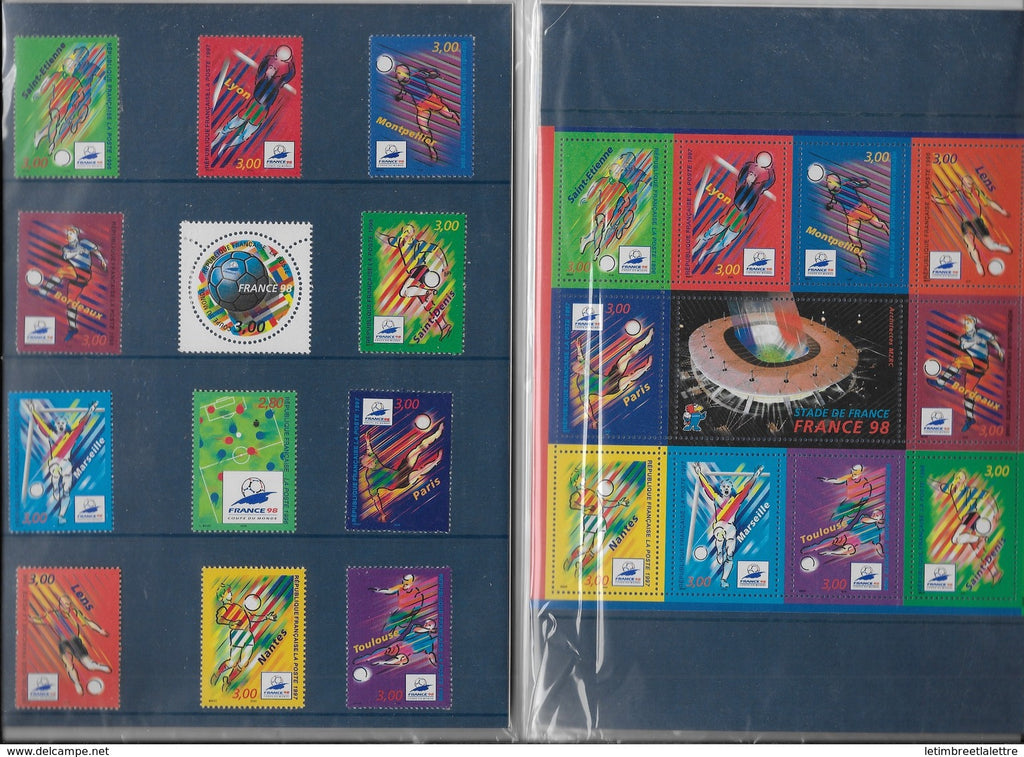 Coupe du monde Football  France 1998 l'integrale des timbres sous blister