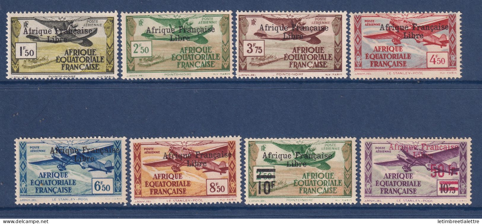AEF - Poste Aérienne - YT n° 14 à 21 ** - Neuf sans charnière - Signé - 1940