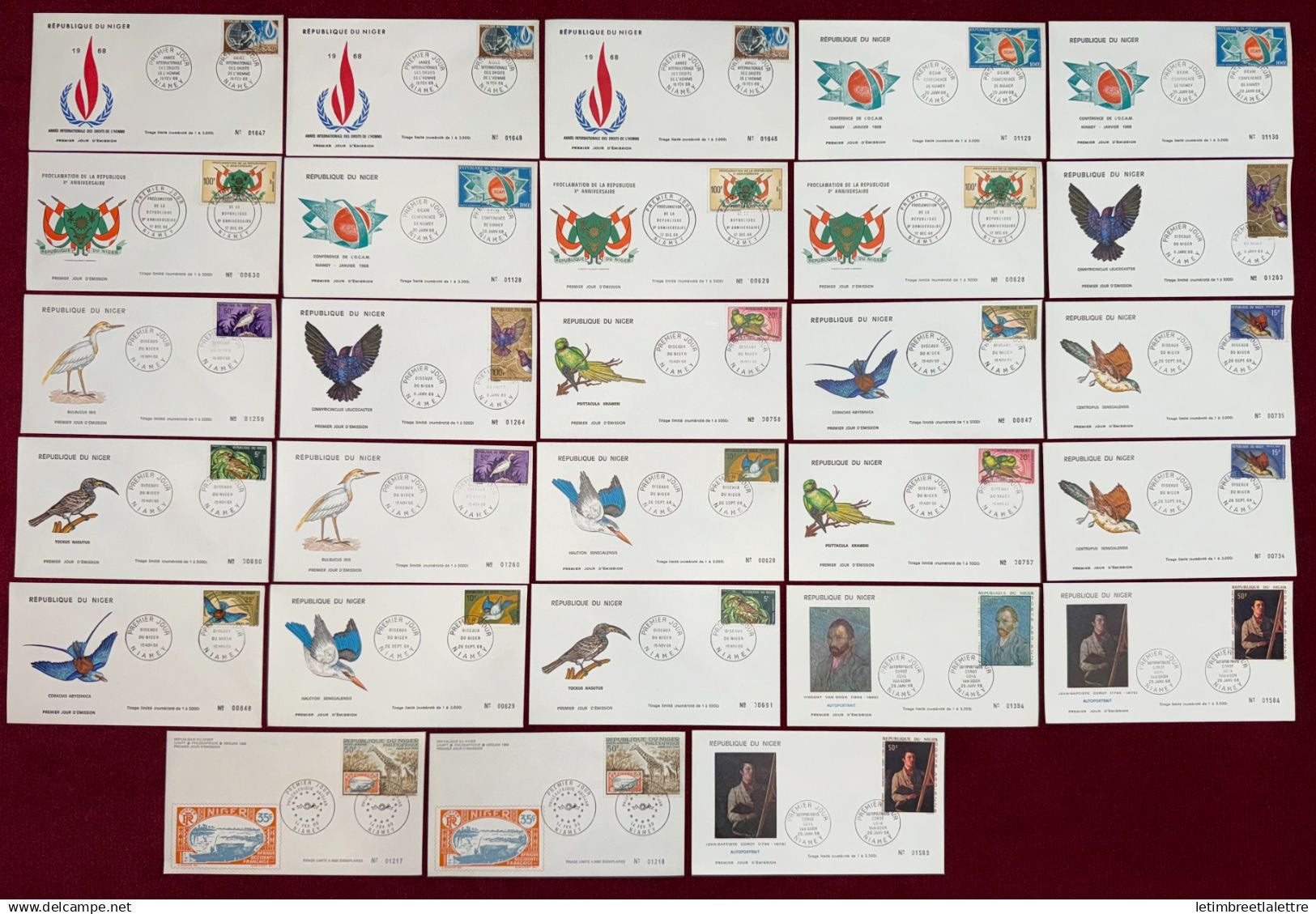 Niger - FDC - Premier Jour - Thématique Divers - Oiseaux - PhilexAfrique - Van Gogh - 1968 à 1969
