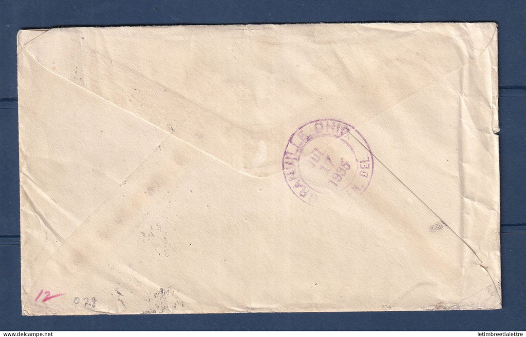 Birmanie - Burma - avec timbres d'Inde YT n° 138 et 140 - Sandoway Pour Granville ( Ohio ) - 1935