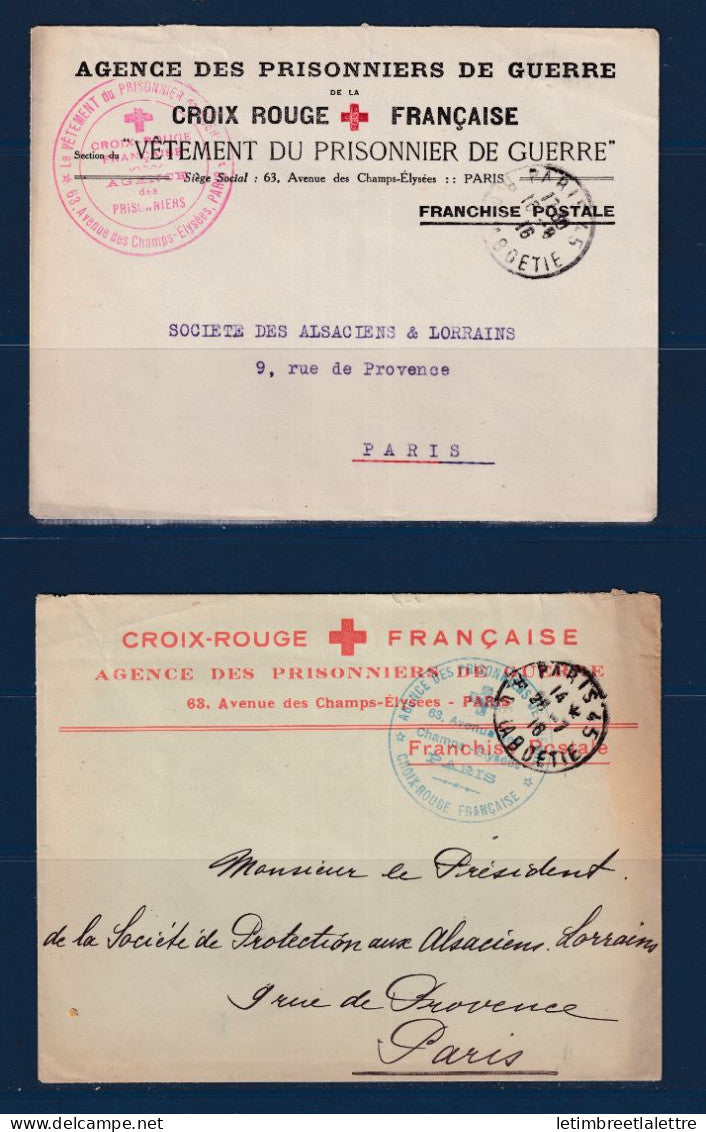 France - Croix Rouge - Franchise - agence des prisonniers de guerre - 1916