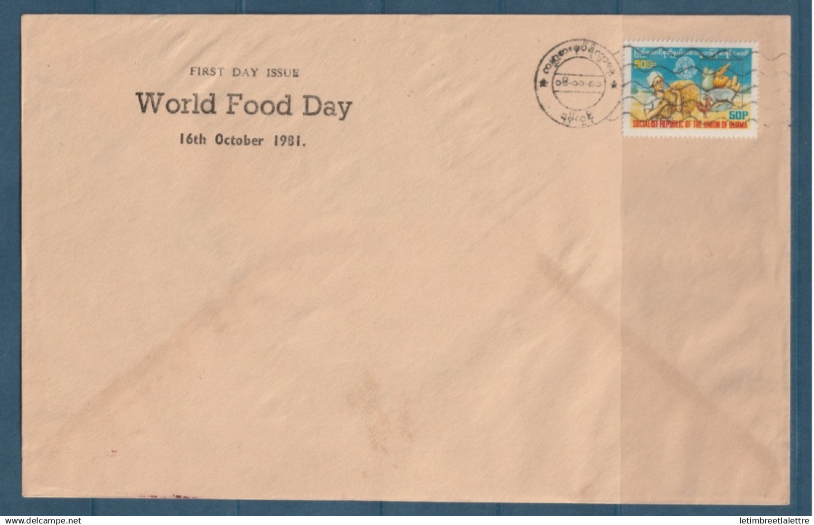 Myanmar - Birmanie -  Burma - YT n° 193 - Fdc premier jour World food Day -  journée de l'alimentation - 1981