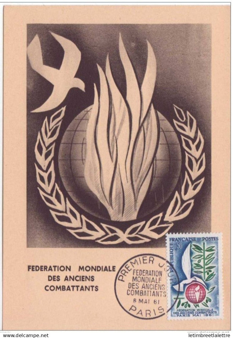 France - carte maximum - premier jour Fédération mondiale des anciens combattants - 1961