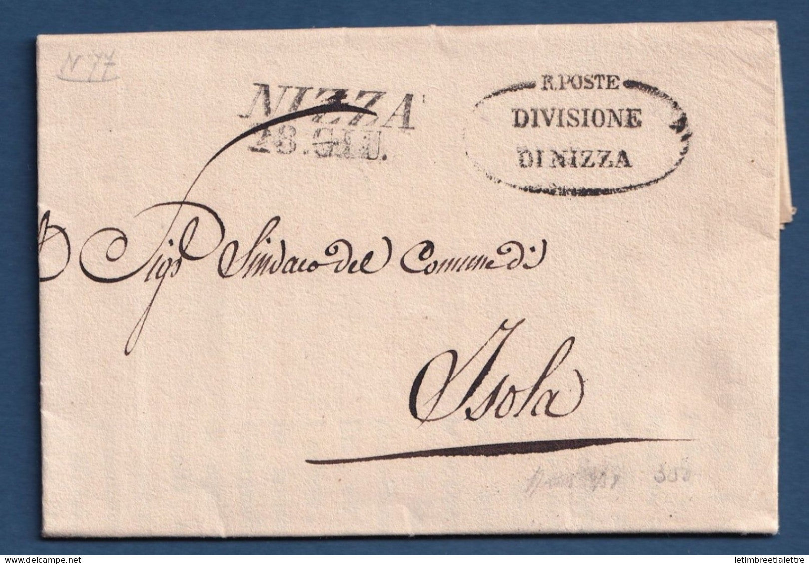 France - Nizza ( Nice ) - cachet Divisione Di Nizza - pour Isola - 1828