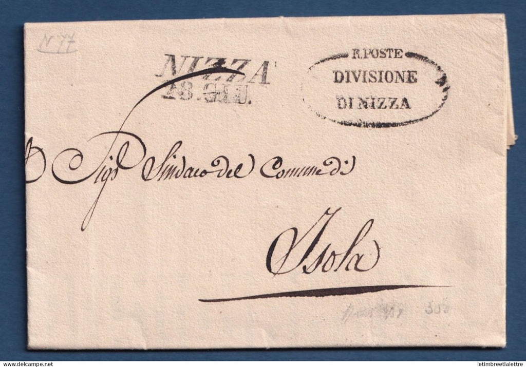 France - Nizza ( Nice ) - cachet Divisione Di Nizza - pour Isola - 1828