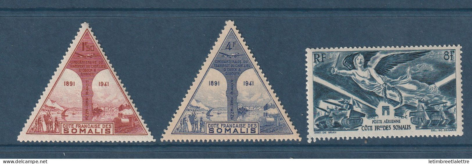 Côte des Somalis - Poste Aérienne - YT n° 11 à 13 ** - Neuf sans charnière -  1943 / 1946