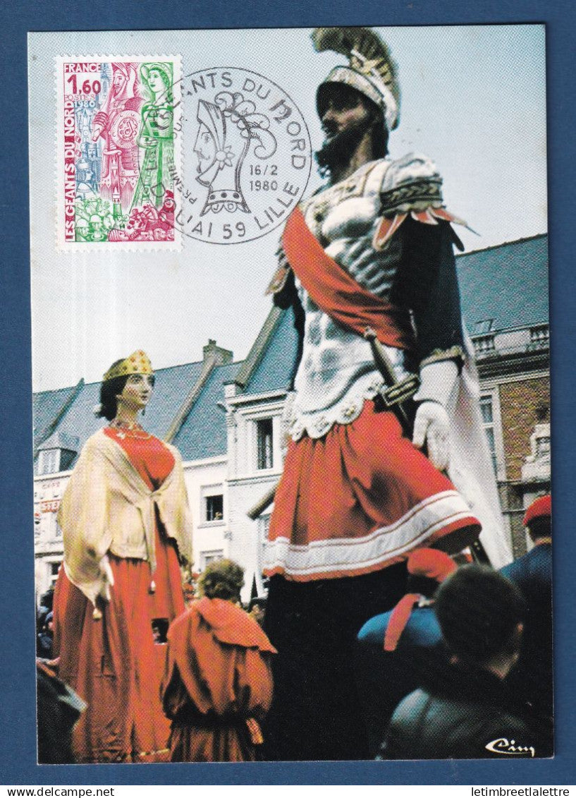 France - FDC - Premier Jour - Carte Maximum - Géants du nord - 1980