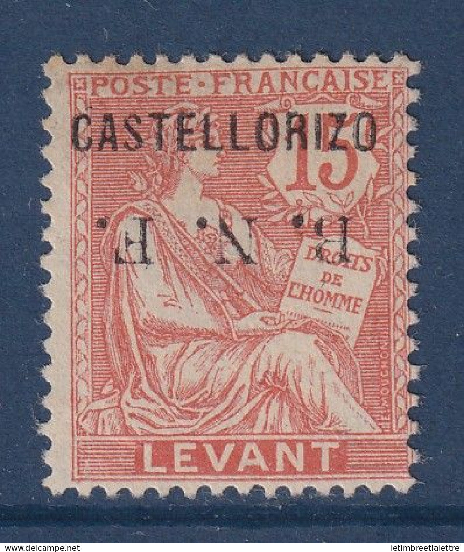 Castellorizo - variété - YT n° 6 (*) surcharge BNF seule renversé - Neuf sans gomme - Signé - 1920