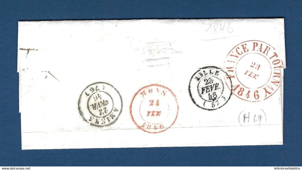 ⭐ France - Somme - type 11 double fleurons avec marque de passage pour la Belgique - 1846 ⭐