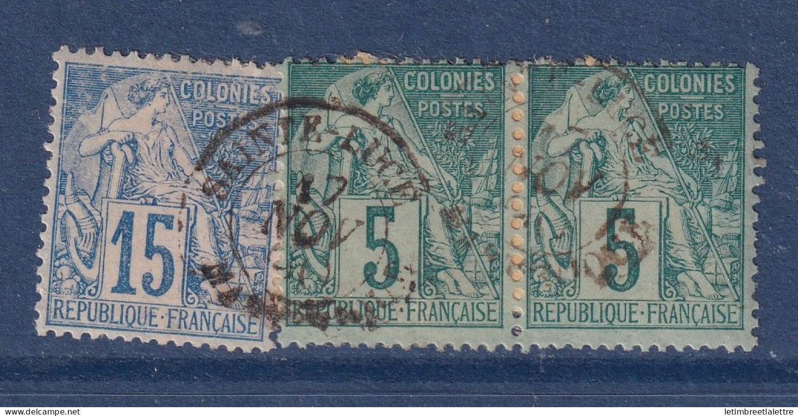 Colonies Générales - YT n° 49 et 51 - Oblitéré sur fragment Sainte Luce ( Martinique )