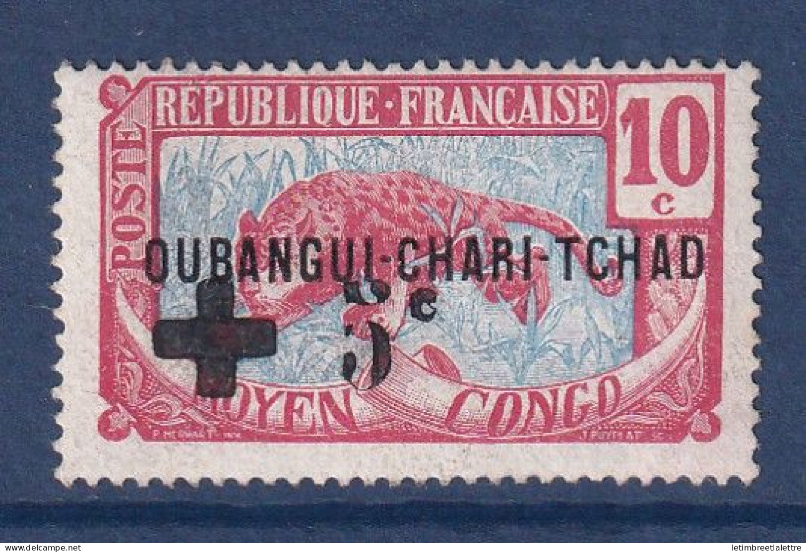 Oubangui - variété - YT n° 18 b * - Neuf avec charnière - Panthère - 1916