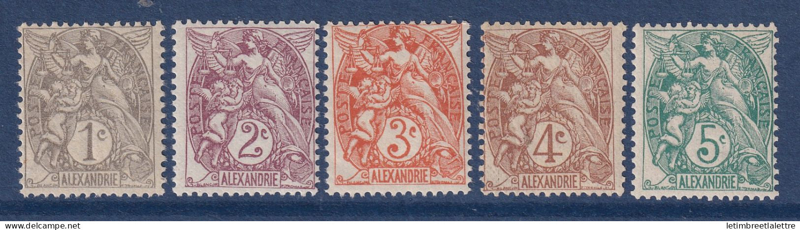 Alexandrie - YT n° 19 à 23 ** - Neuf sans charnière - 1902 1903