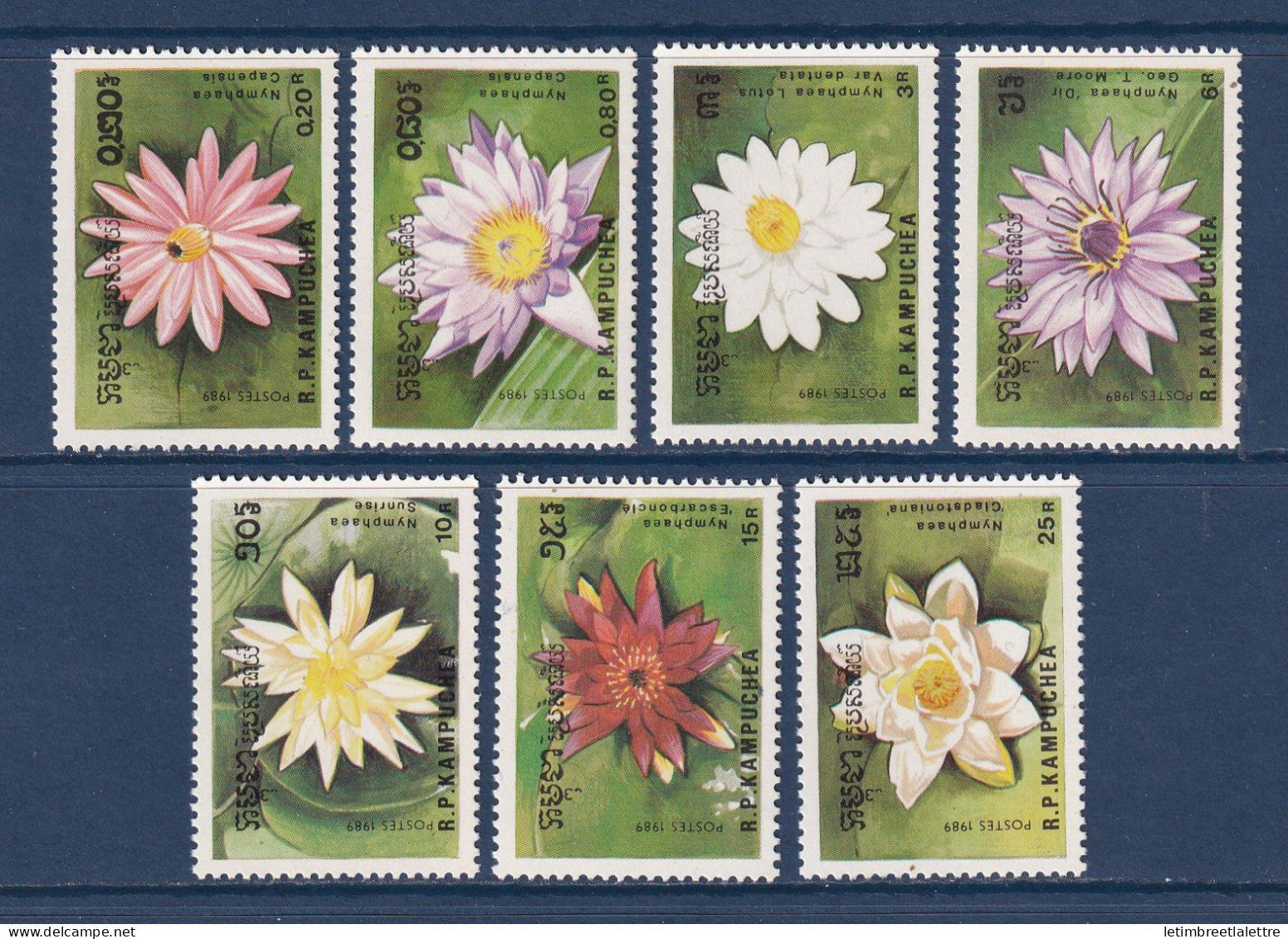 Kampuchéa - YT n° 863A à 863G ** - Neuf sans charnière - Fleurs - Nénuphars - 1989