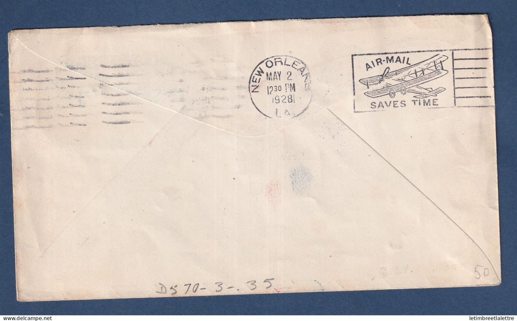 USA - Premier vol Nouvelle Orléans Atlanta - 1929