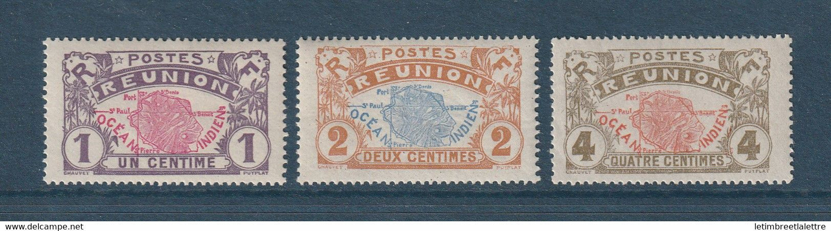 Réunion - YT n° 56 à 58 ** - Neuf sans charnière - 1907 1917