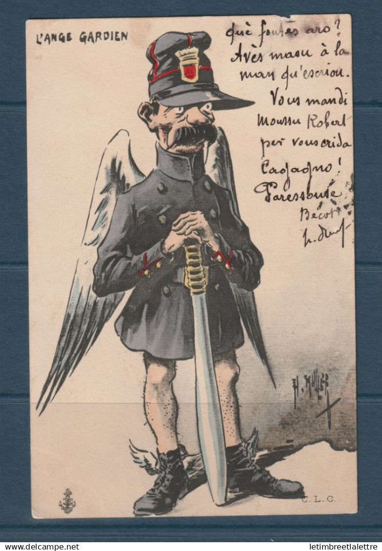 France - carte postale - illustrée - Poilu - l'ange gardien - 1904