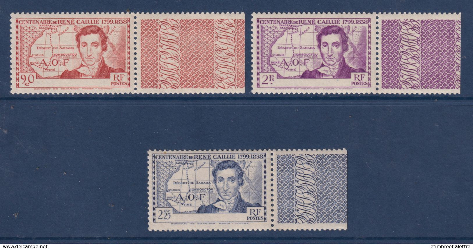 Côte d'Ivoire - variété - YT n° 141 à 143 a ** sans légende - Neuf sans charnière - 1939