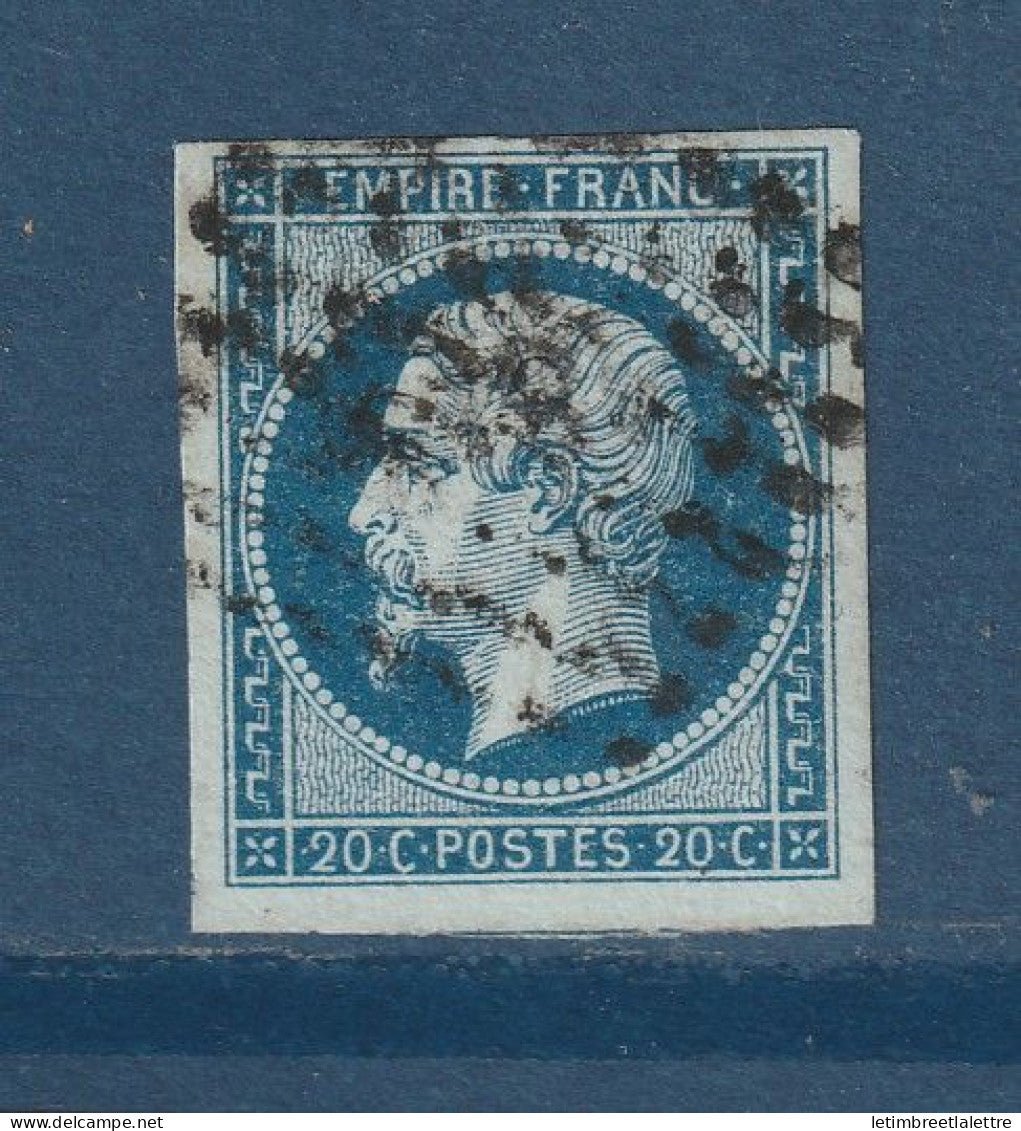 France - YT n° 14 A d - oblitéré - Bleu vert - 1853