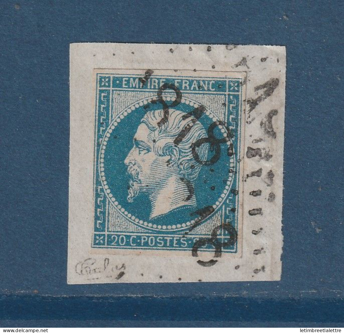 France - YT n° 14 - oblitéré cachet d'essai Lyon bâton - signé - 1853