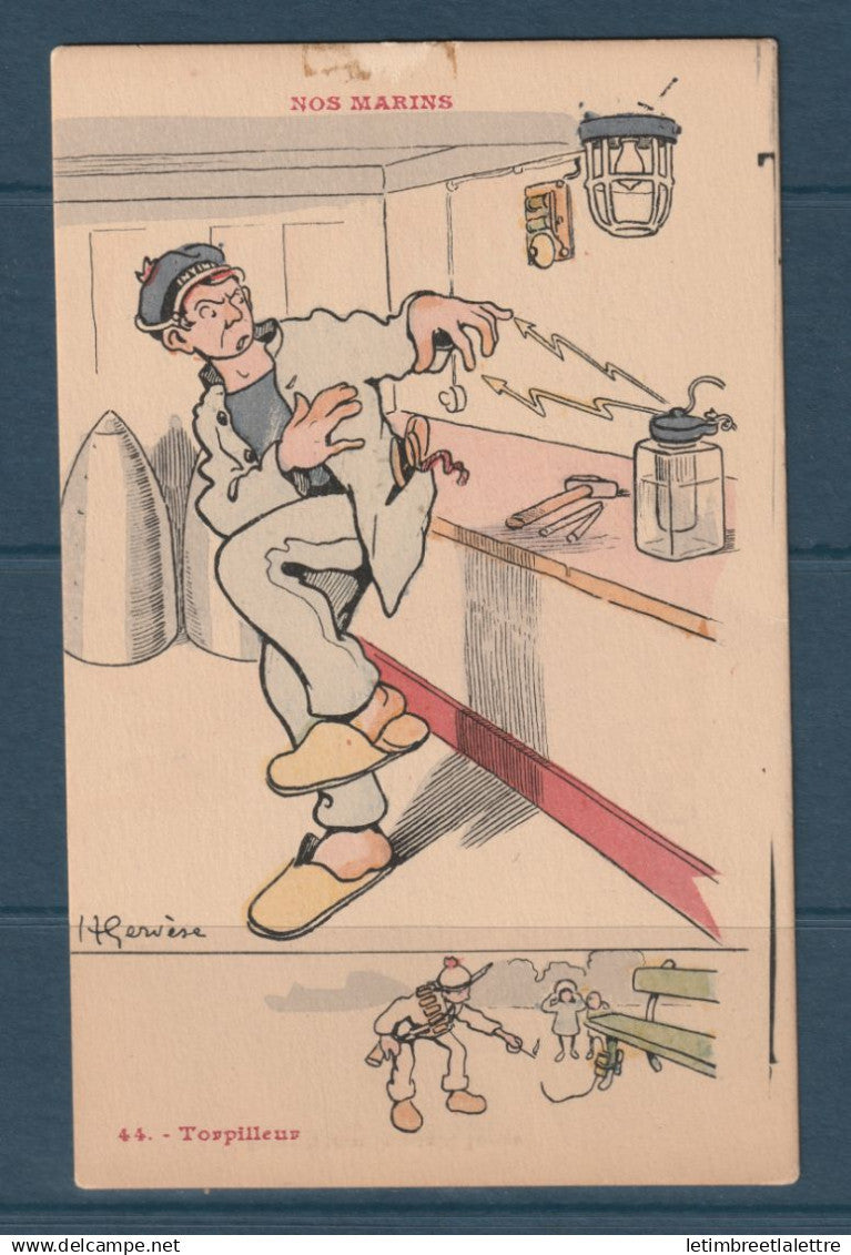 France - Carte postale - Nos Marins - Torpilleur - illustrateur H Gervese