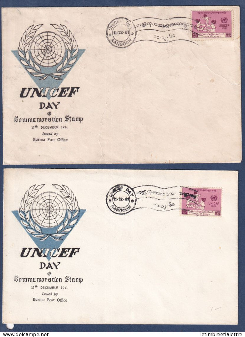 Myanmar - Birmanie - Burma - YT n° 81 - FDC premier jour unicef day - 1961
