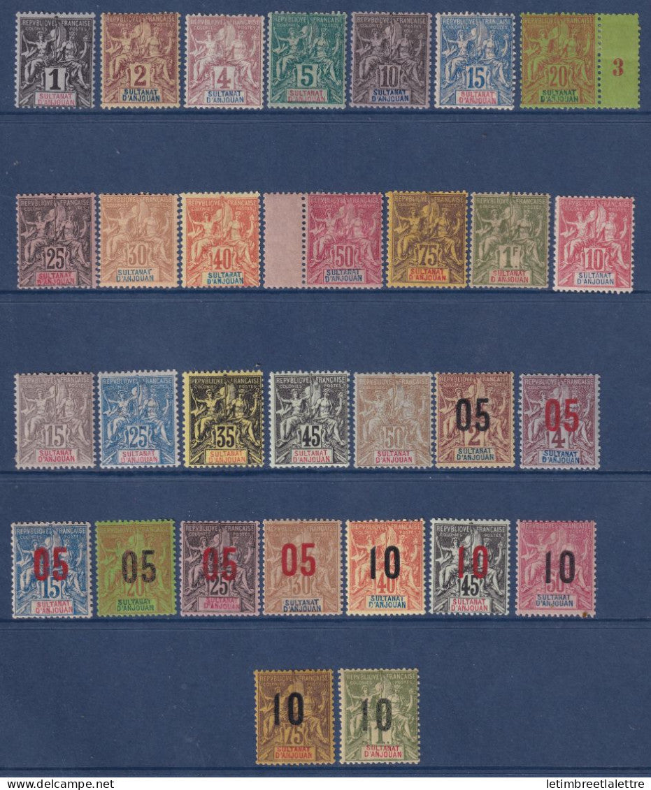 Anjouan - YT n° 1 à 30 * - neuf avec charnière - pays complet - 1892 1912