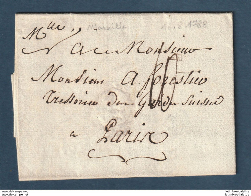 France - enveloppe de Marseille pour Paris en 1788