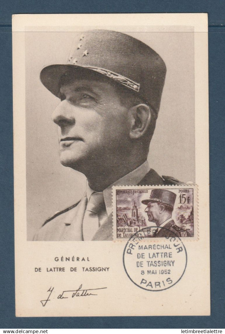 France - Carte maximum - Premier jour Maréchal de Lattre de Tassigny - 1952