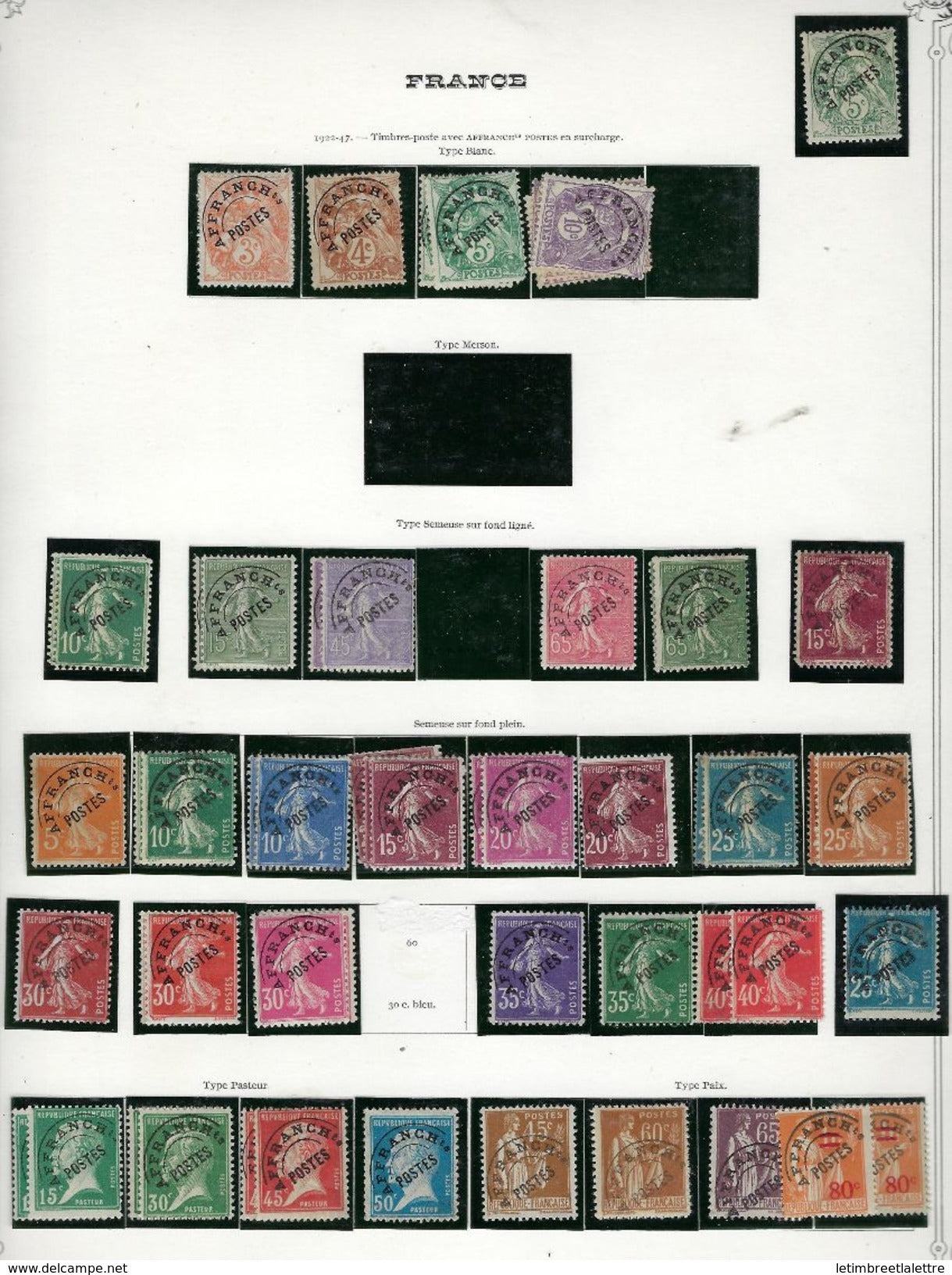 Timbres Préoblitérés 1922 - 1947
