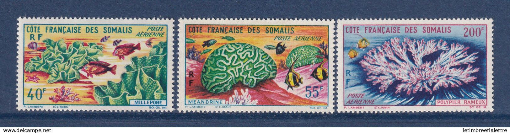 Côte des Somalis - Poste aérienne - YT PA n° 34 à 36 ** - Neufs sans charnière - Coraux - 1963