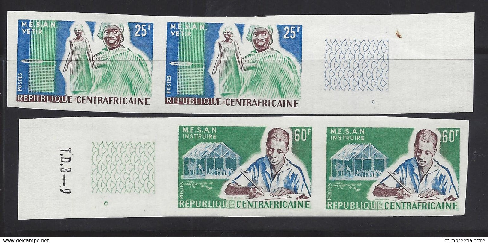 REPUBLIQUE CENTRAFRICAINE N° 51 et 53 ** Non dentelé