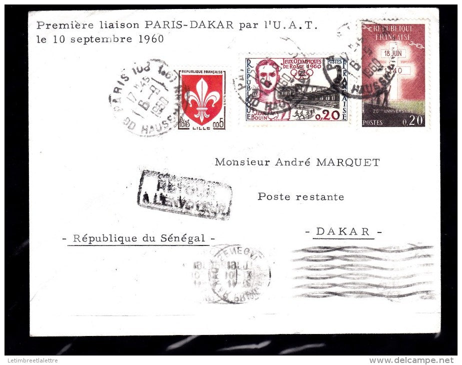 Premier vol Paris-Abidjan par l'U.A.T. "retour a l'envoyeur"