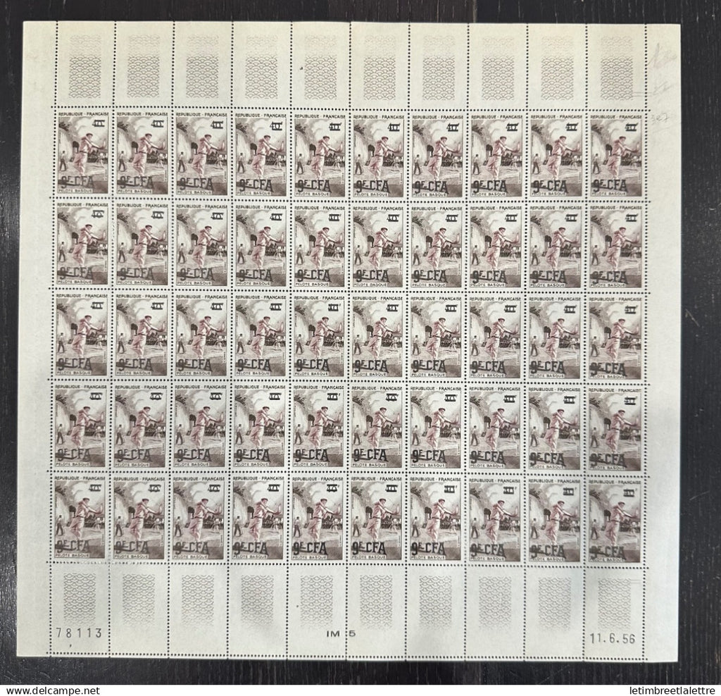 Réunion CFA - feuille - YT nº 327 ** - neuf sans charnière - 1955 1956