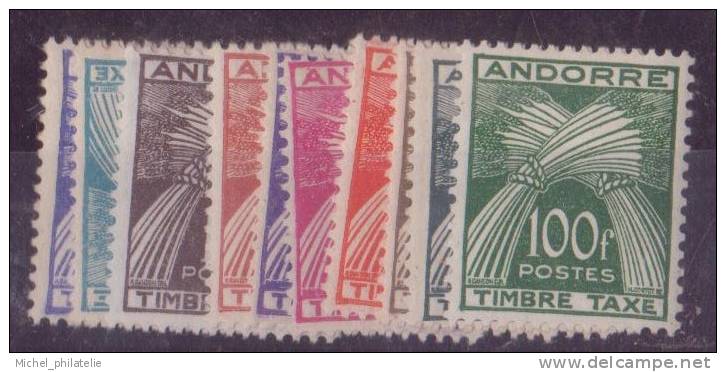 ANDORRE N° 32/41* TAXE  NEUF AVEC CHARNIERE
