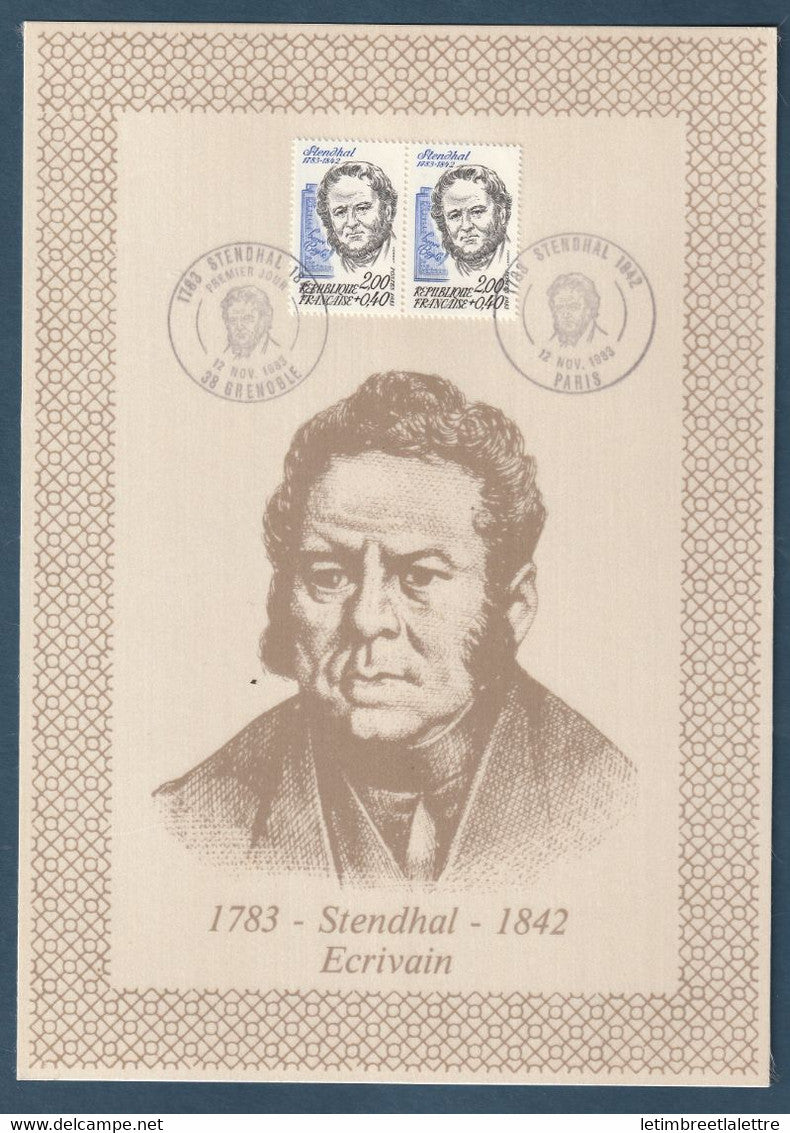 ⭐ France - Document Philatélique - Premier Jour - FDC soie - Stendhal - Ecrivain - 1983 ⭐