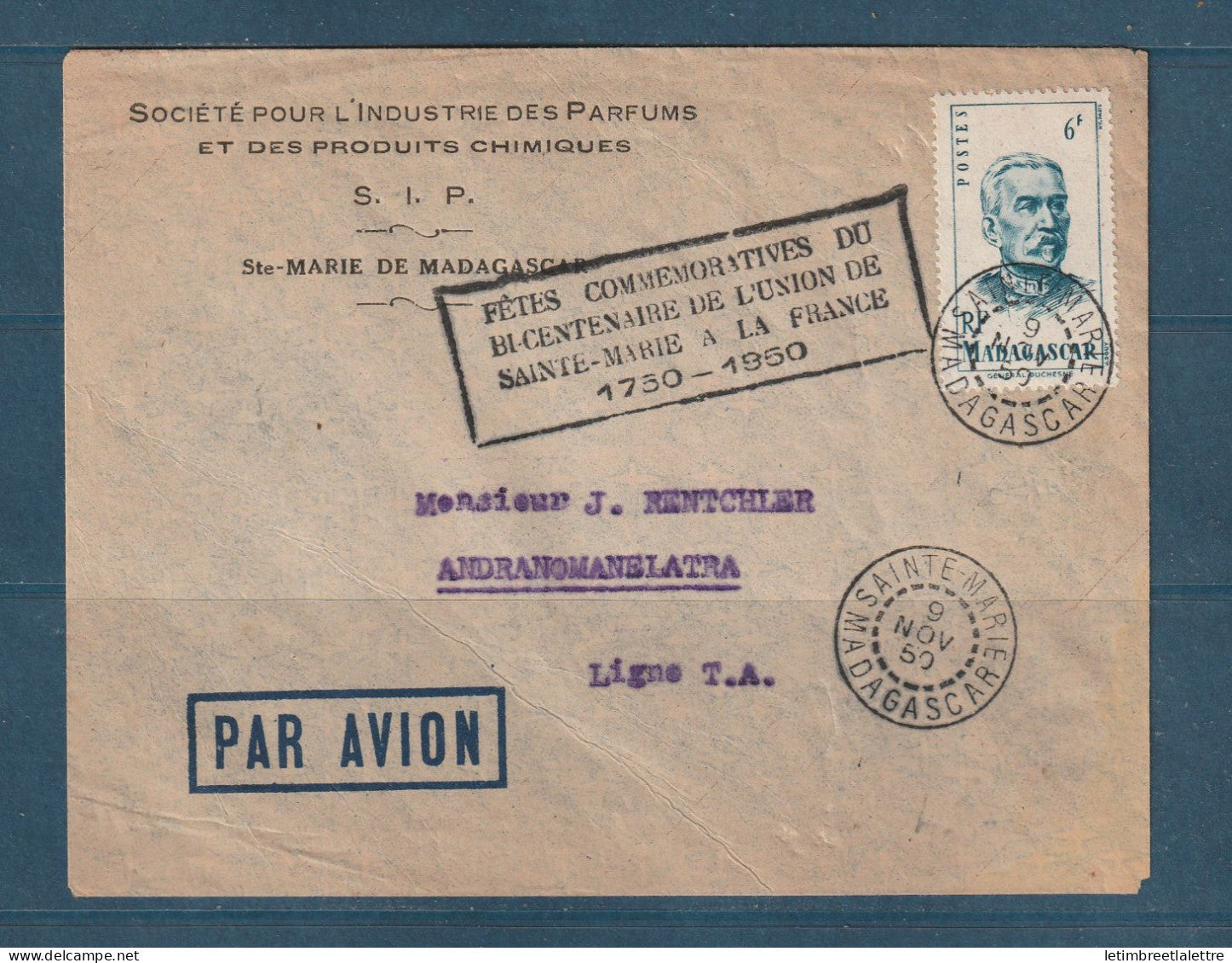 Madagascar - Fêtes commémoratives du Bi centenaire de l'union de Sainte Marie à la France - 1950