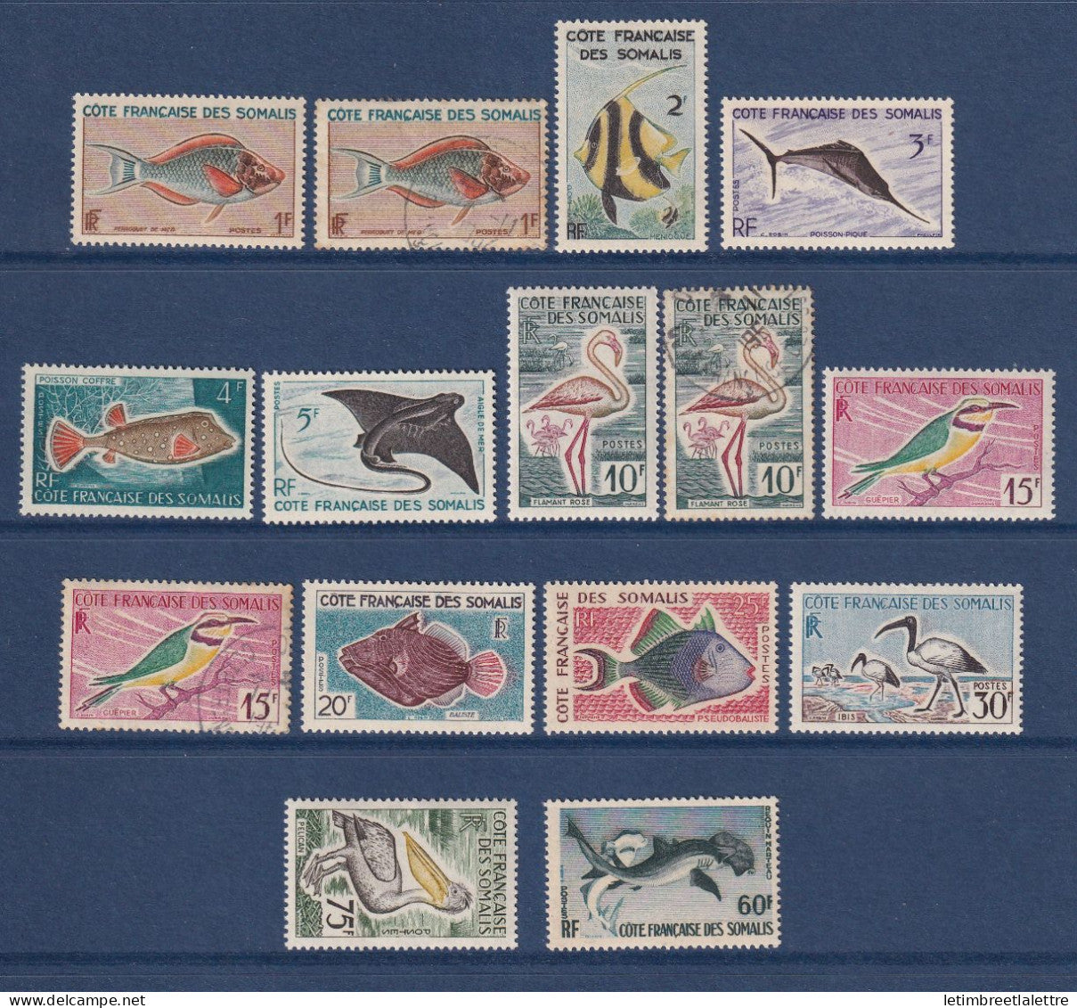 Côte des Somalis -YT n° 292 à 303 ** - neuf sans charnière - poissons et oiseaux - 1959 1960