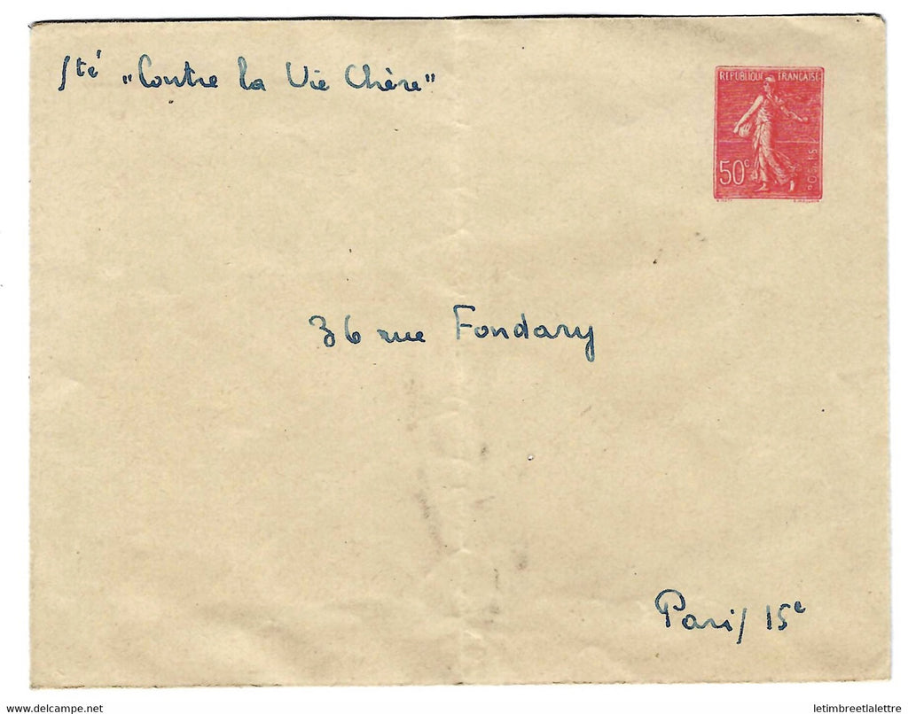 ⭐ France - Entier postal - D 6 - 1928 ⭐