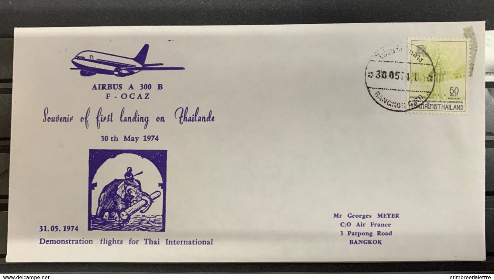 ⭐ Thaïlande - premier vol Airbus A300 B - souvenir - 30 mai 1974 ⭐