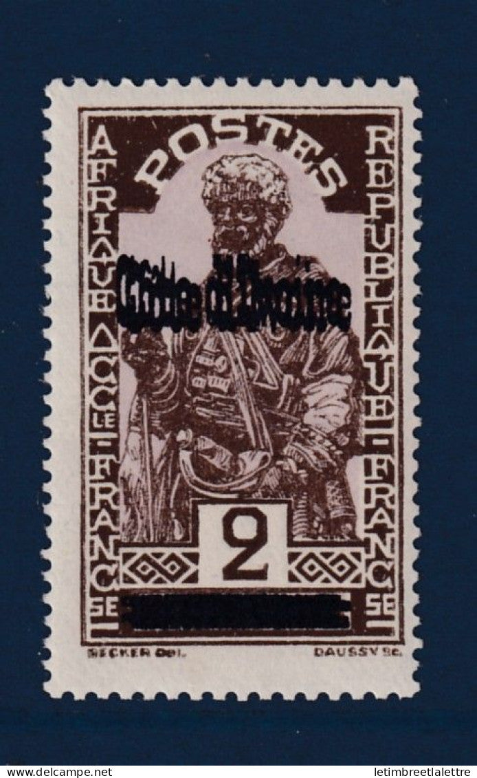 Côte d'Ivoire - Variété - YT n° 88 c ** double surcharge - Neuf sans charnière et signé - 1933