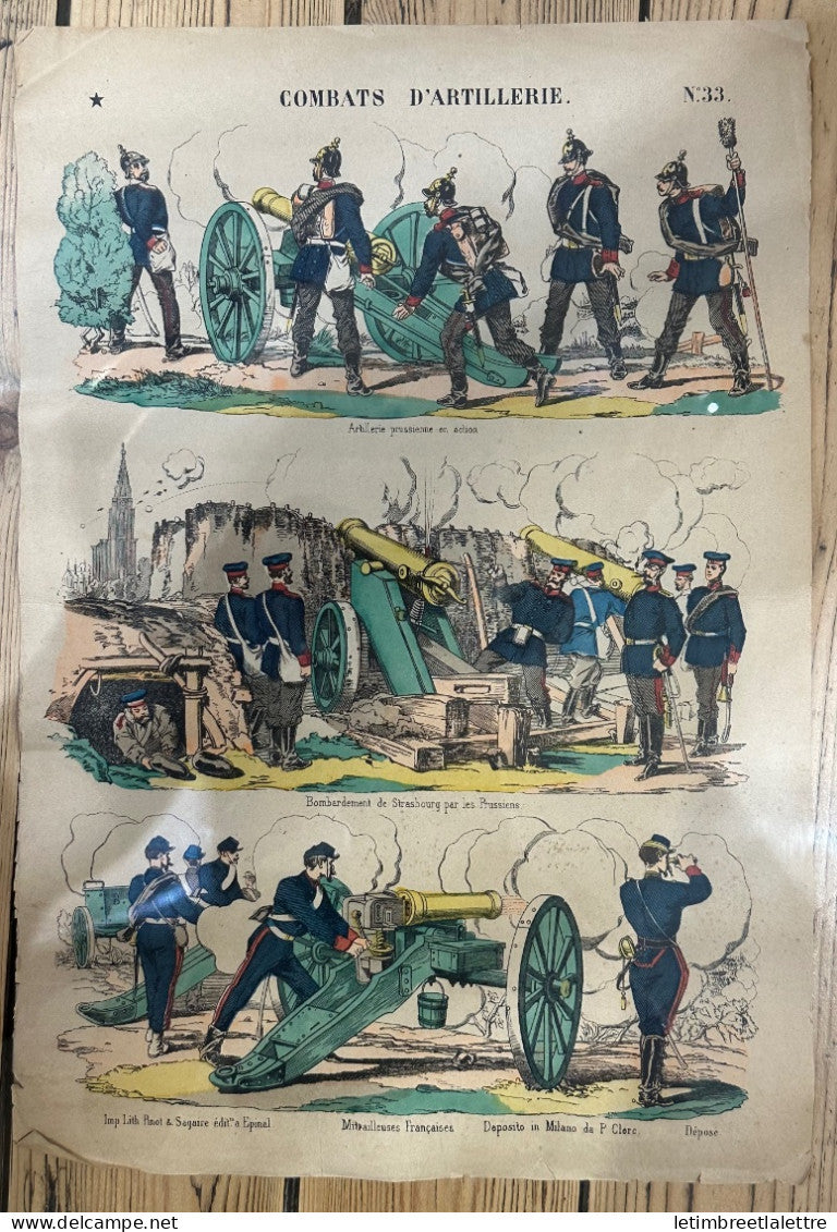 Affiche litho - lithographie - combats d’artillerie - Pinot Sagaire